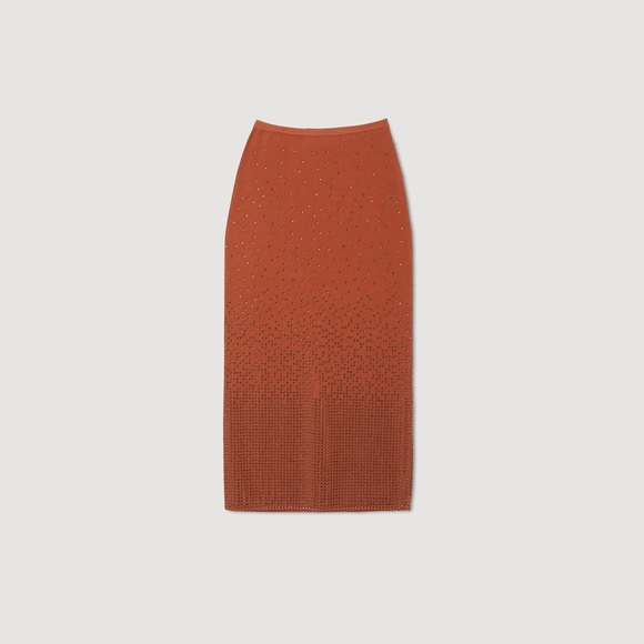 NWT Sandro Rhinestone-Embellished Midi Skirt - Picture 7 of 10